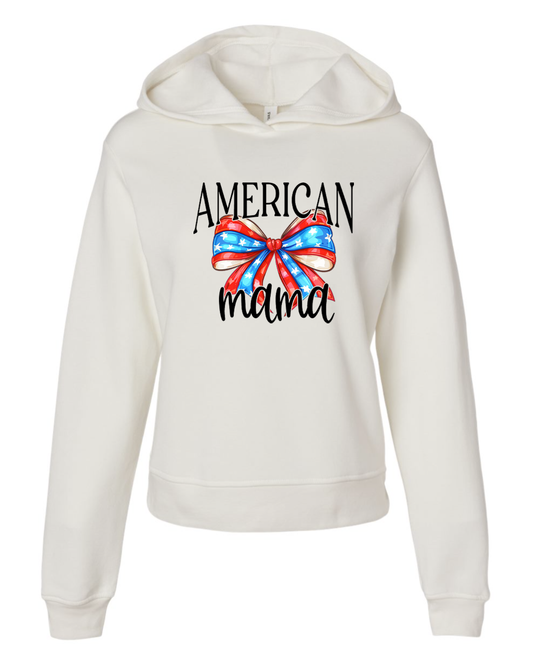 American Mama Cropped Hoodie Cream